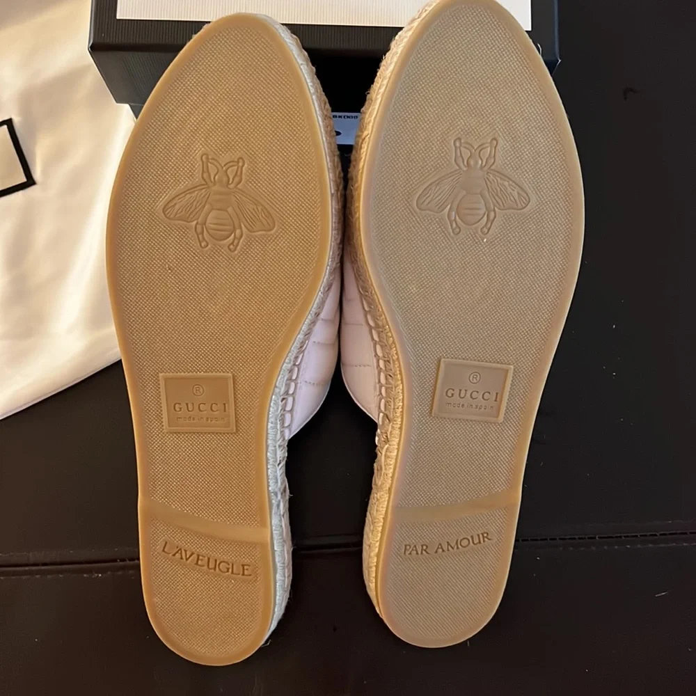 GUCCI Marmont Double G Espadrilles Nappa Charlotte White EUR 41 US 10